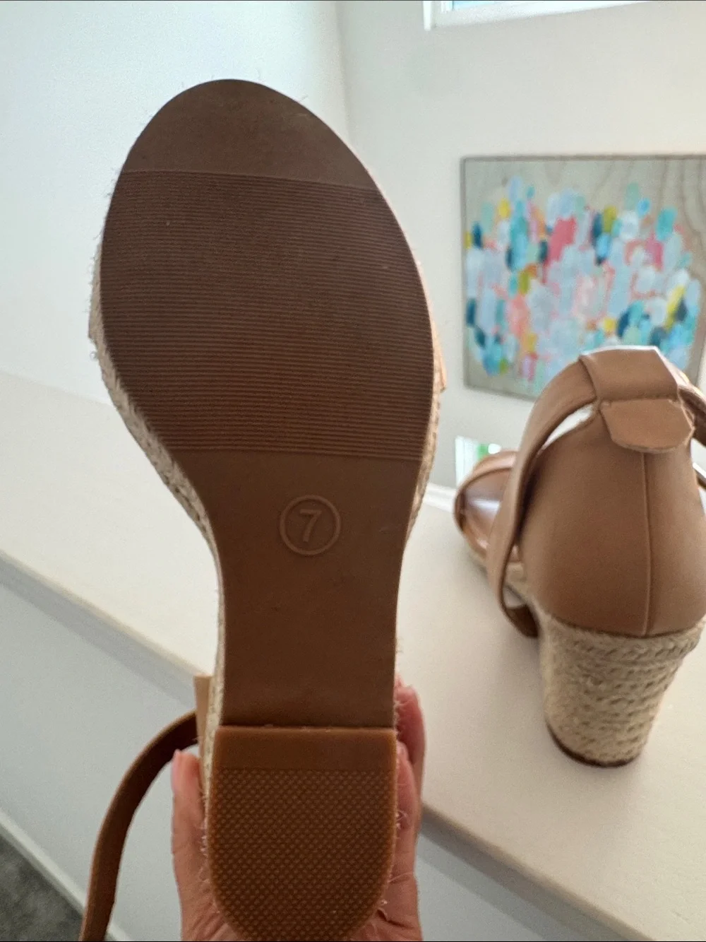 a new day Tan Espadrille Wedge Sandals with Ankle Strap